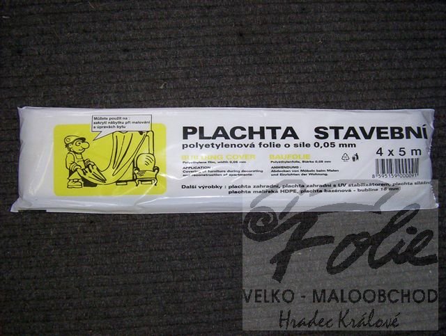 Plachta PE 4 x 5m síla 0,05mm