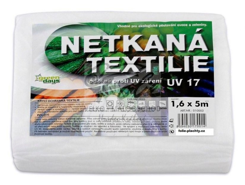 Netkaná textilie bílá 1,6x5m UV 24měs. Netkaná textilie bílá 1,6x5m UV 24měs.
