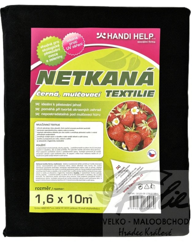 Netkaná textilie černá 1,6x10m UV 24měs.