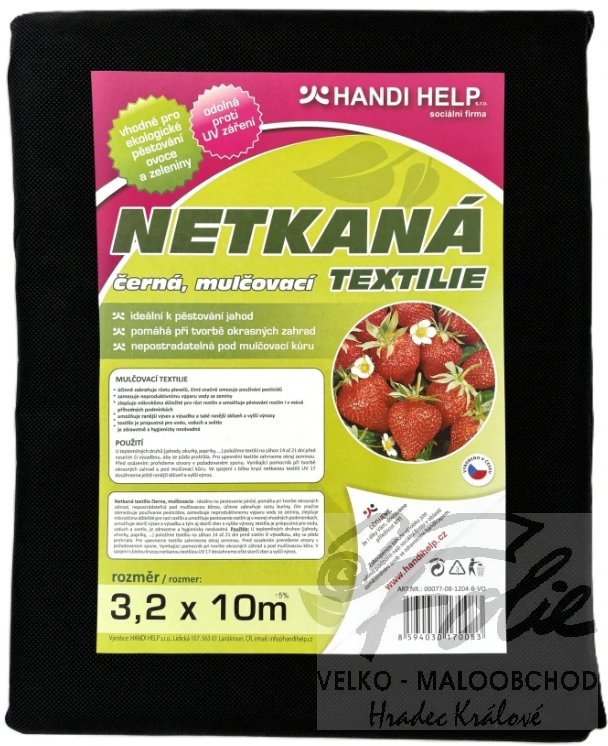 Netkaná textilie černá 3,2x10m UV 24měs.