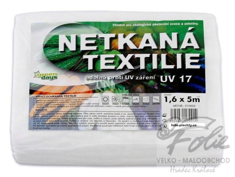 Netkaná textilie bílá 1,6x5m UV 24měs.