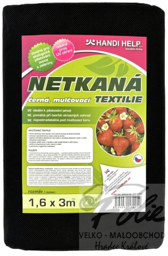 Netkaná textilie černá 1,6x3m UV 24měs.