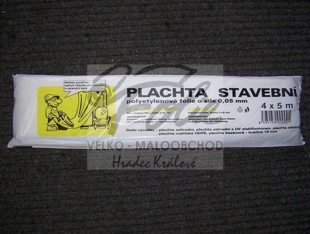 Plachta PE 4 x 5m síla 0,05mm