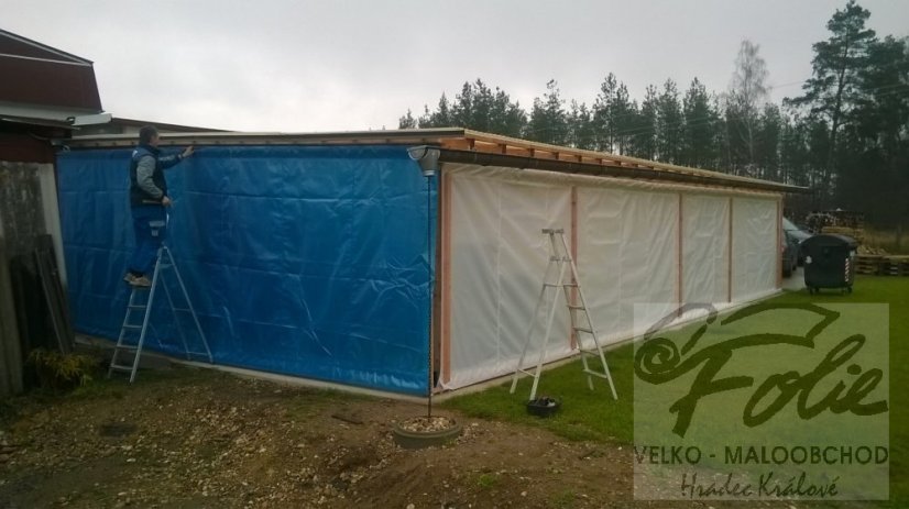 Plachta Bílá kašírováná 250g/m2 na pergolu olemovaná - na míru