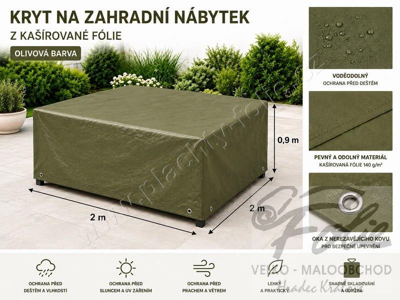 Kryt na zahradní nábytek 2x2m výšky 90cm - Barva: Zelená Kryt na zahradní nábytek 2x2m výšky 90cm - Barva: Zelená